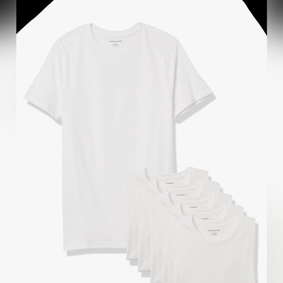 Amazon Essentials Large White T Shirt Short Sleeve Scoop Neck NWT 19" PTP 26" L - Picture 4 of 7